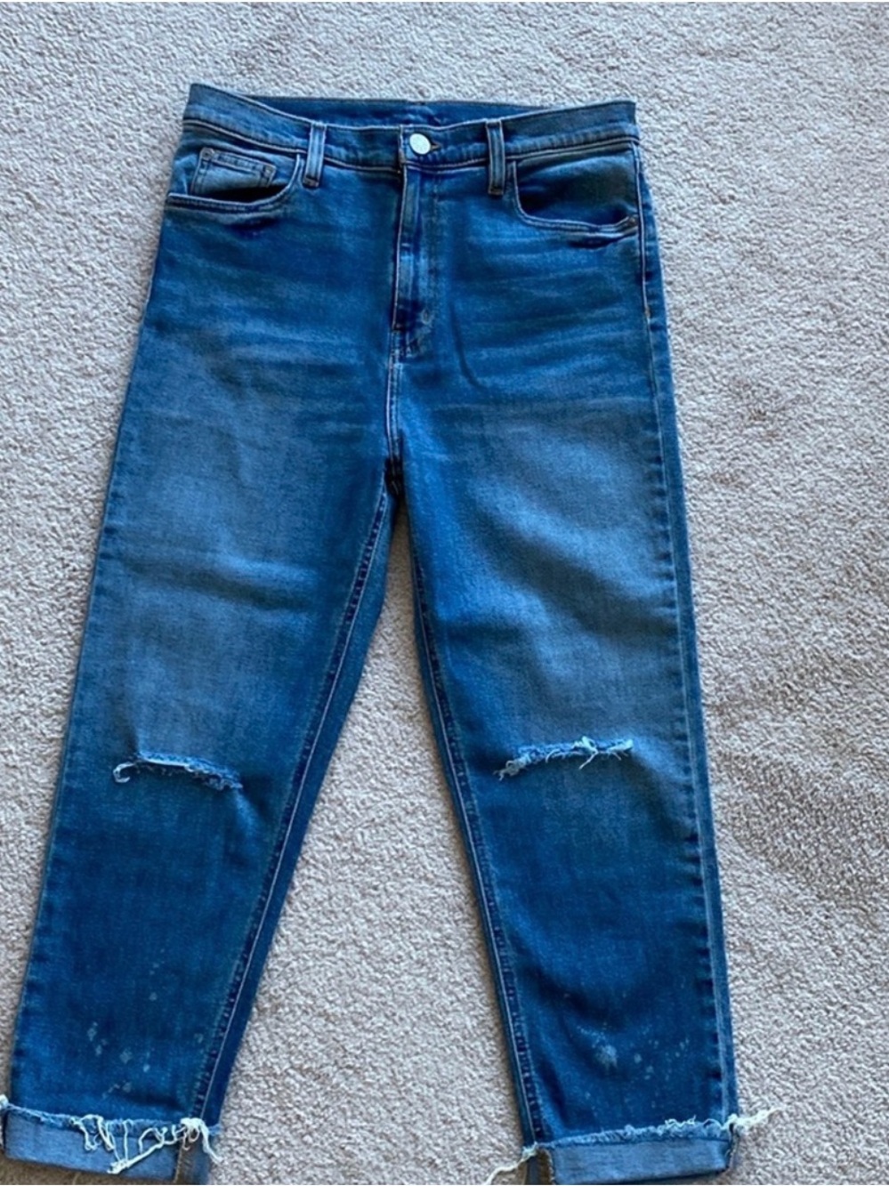 BDG Girlfriend Jeans Dark Blue Distressed Straight Leg Jeans